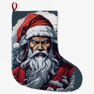 Samurai Santa Warrior Christmas Art Gift  Large Christmas Stocking