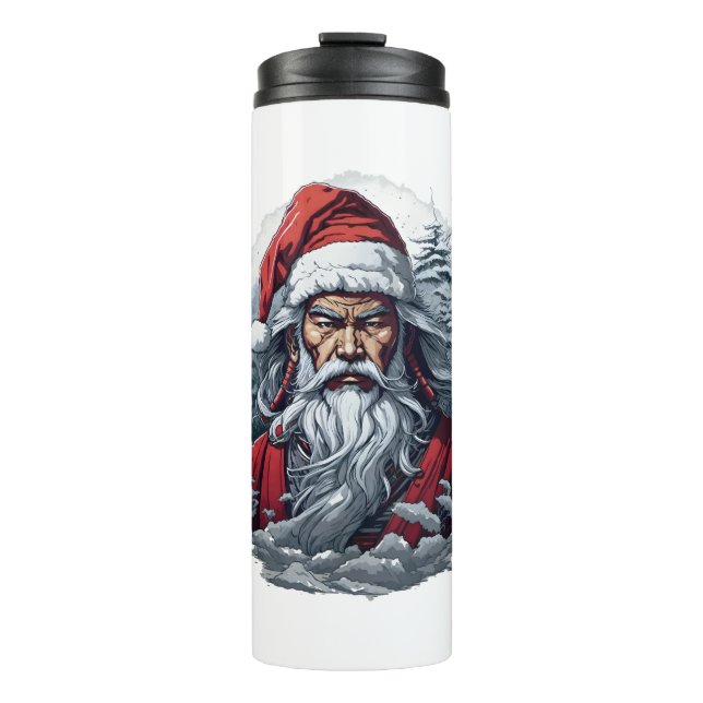 Samurai Santa Warrior Christmas Art Gift  Thermal Tumbler (Front)
