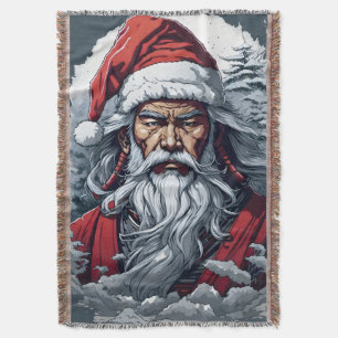 Samurai Santa Warrior Christmas Art Gift  Throw Blanket