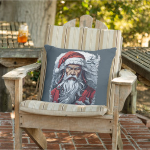Samurai Santa Warrior Christmas  Outdoor Pillow