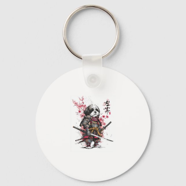 Samurai Shih Tzu � Epic Warrior Dog Keychain (Front)