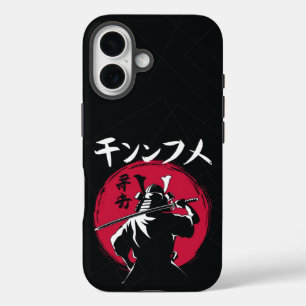 Samurai Silhouette with Katana and Rising Sun iPhone 16 Case
