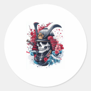 Samurai Skull Warrior Classic Round Sticker