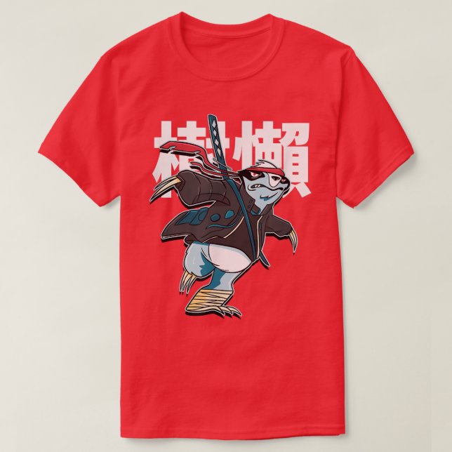 Samurai Sloth Cartoon Funny  (2) T-Shirt (Design Front)