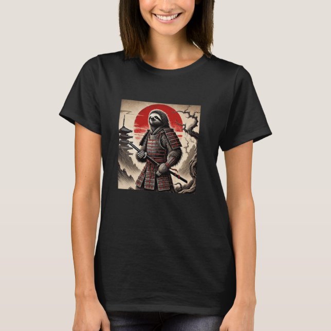 Samurai Sloth Graphic Japanese Ninja Men Women T-Shirt (Front)