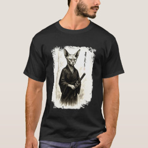 Samurai Sphynx Kitty Cat Warrior. Ninja Japan Desi T-Shirt