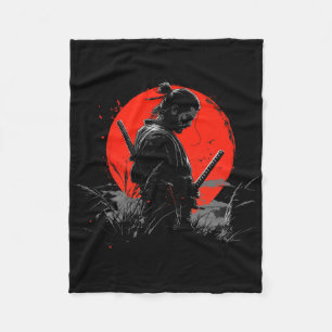 Samurai Spirit Graphic Modern Warrior's  Fleece Blanket