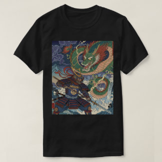 Samurai Spirit vs Dragon – Vintage Japanese Art T-Shirt