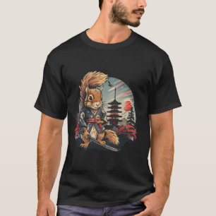 Samurai Squirrel Japanese Art Pagoda Temple Japane T-Shirt