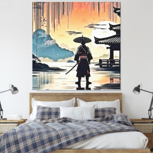 Samurai Sunset: Reflective Journey Canvas Print