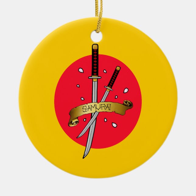 Samurai Sword Tattoo Ceramic Ornament (Front)