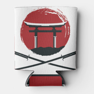 Samurai Sword: Torii Gate Cartoon Can Cooler
