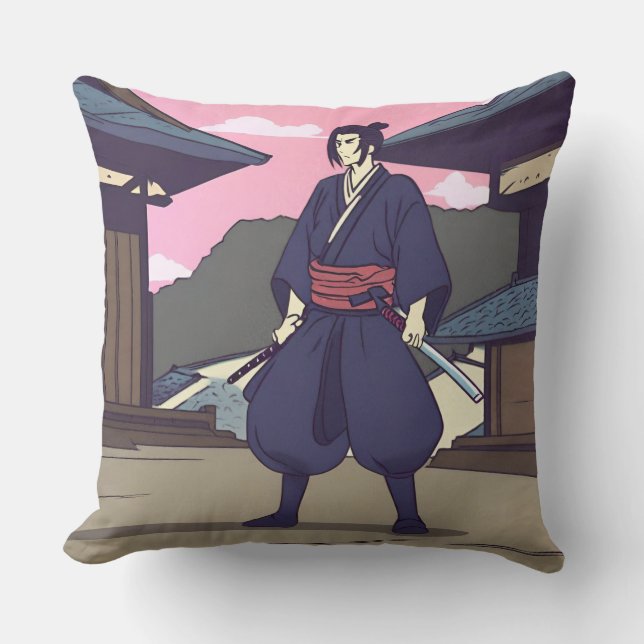 samurai throw pillow (Front)