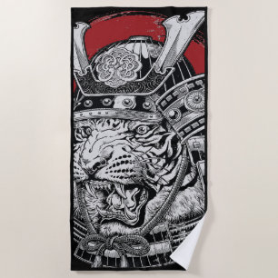 Samurai Tiger Beach Towel