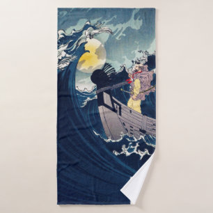 Samurai to Calm the Rough Seas, Yoshitoshi Bath Towel