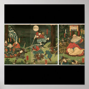 Samurai training with Tengu, Circa 1859 Poster