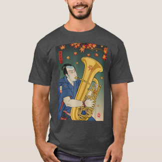 Samurai Tuba Music Ukiyoe Fall Autumn T-Shirt