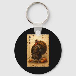 Samurai Turkey Thanksgiving Japanese Warrior Anime Keychain