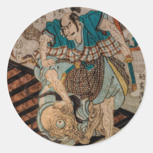 Samurai VS Cyclops Classic Round Sticker
