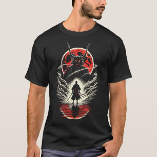 Samurai vs Demon - Japanese Anime Tattoo Art T-Shirt