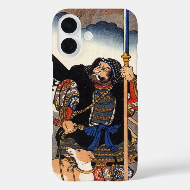 Samurai Warrior and His Dog- Japanese Woodblock Case-Mate iPhone Case (Back)
