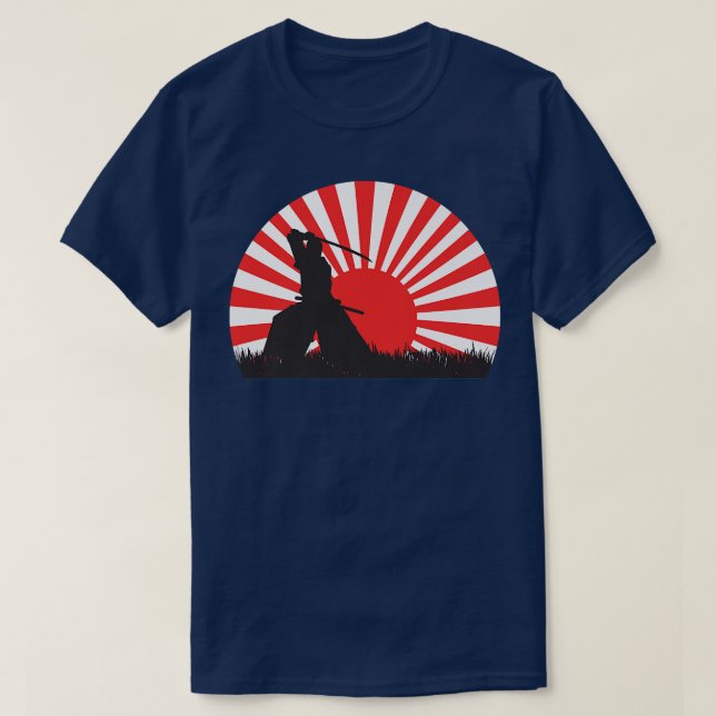 Samurai Warrior Bushido Oni Sword Sunset Japanese  T-Shirt (Design Front)