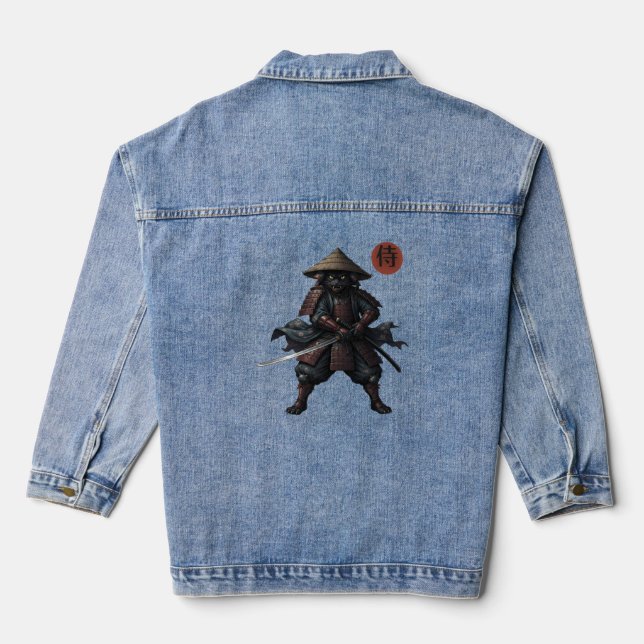 Samurai Warrior Cat Denim Jacket (Back)