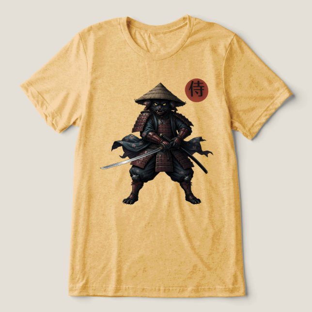 Samurai Warrior Cat Tri-Blend Shirt (Design Front)