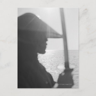 Samurai warrior holding a sword postcard