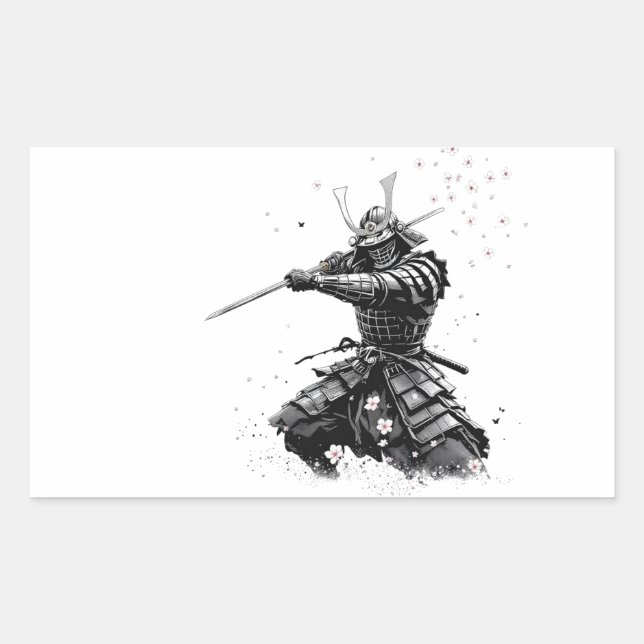 Samurai Warrior in Action Japanese Art Ceramic  Sticker (Front)