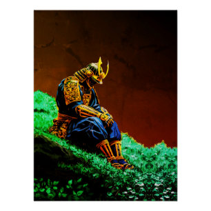 Samurai Warrior in Golden Armour – Epic Japanese Poster