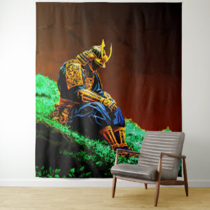 Samurai Warrior in Golden Armour – Epic Japanese Tapestry