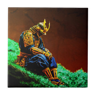 Samurai Warrior in Golden Armour – Epic Japanese Tile
