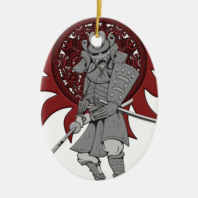 Samurai Warrior Japan Ceramic Ornament (Front)