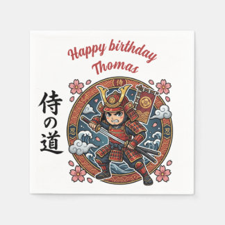 Samurai Warrior Japanese Anime Chibi Game Birthday Napkin