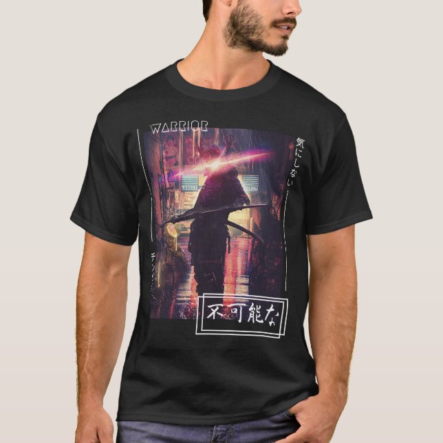 Samurai Warrior Japanese Cyberpunk Streetwear T-Shirt (Front)