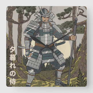 Samurai Warrior  Square Wall Clock