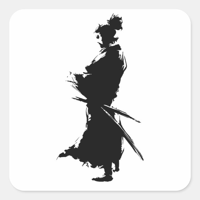 "Samurai Warrior Sticker - Japanese Ink Art Vinyl  (Front)