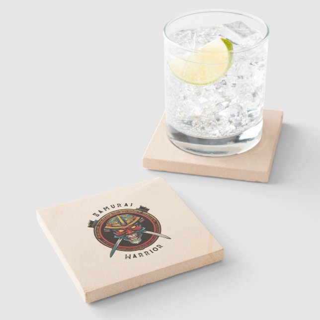 Samurai Warrior Stone Coaster (Side)
