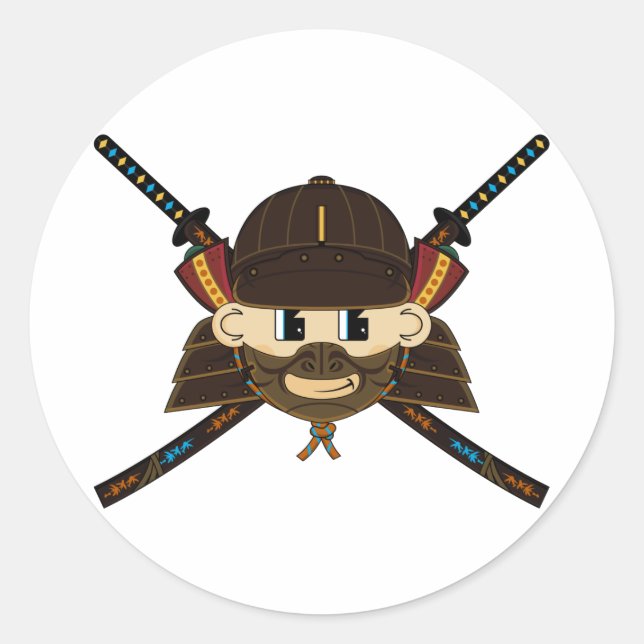 Samurai Warrior & Swords Sticker (Front)