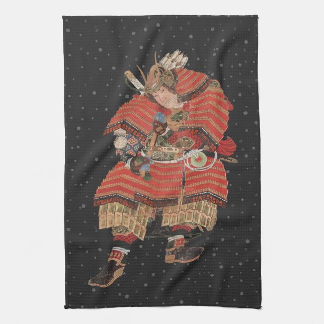 Samurai Warrior Vintage Japanese Art Kitchen Towel (Vertical)
