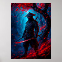 Samurai Warrior with Glowing Katana Fantasy