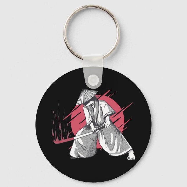Samurai Warrior with Katana Keychain (Front)