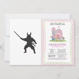 Samurai Warrior with sword - Choose back colour Invitation