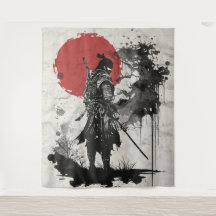 Samurai warriors, surrounded by ink sprays.