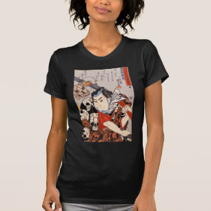 Samurai Wearing a Skull Pattern T-Shirt