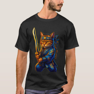 "Samurai Whiskers" – Ninja Cat Warrior T-Shirt