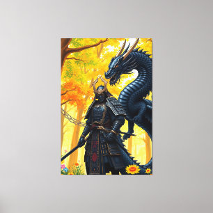 Samurai with Dragon Canvas Print