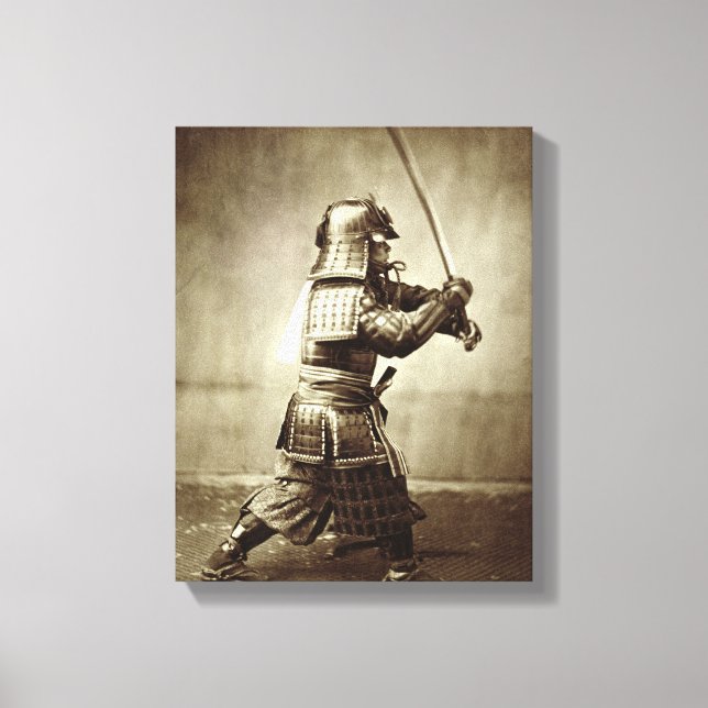 Samurai with raised sword, c.1860 (albumen print) canvas print (Front)