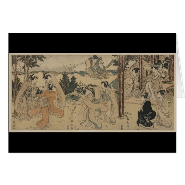 Samurai with Women and Mt. Fuji Background c.1801 (Front Horizontal)